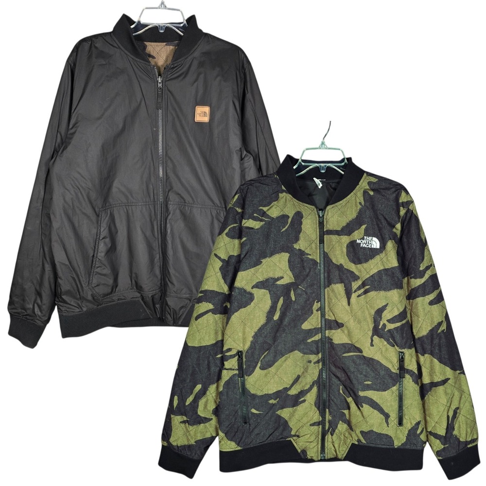 The North Face‎ Jester Jacket Mens Large Reversible Camouflage Black Shell
